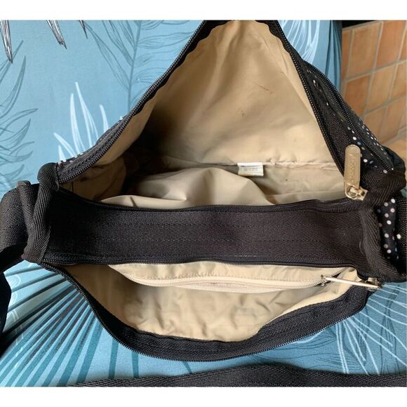 LeSportsac Deluxe Everyday black POLKA DOT EXPANDABLE Crossbody Shoulder Bag Pur - Picture 8 of 8